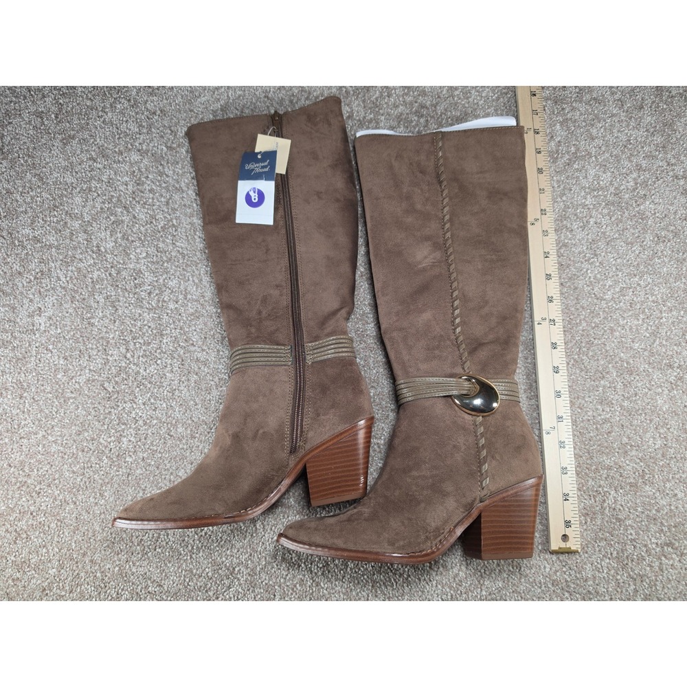 Universal Thread Women Brown Faux Suede Tall Block Heel Boots Rio Size 6 NWT